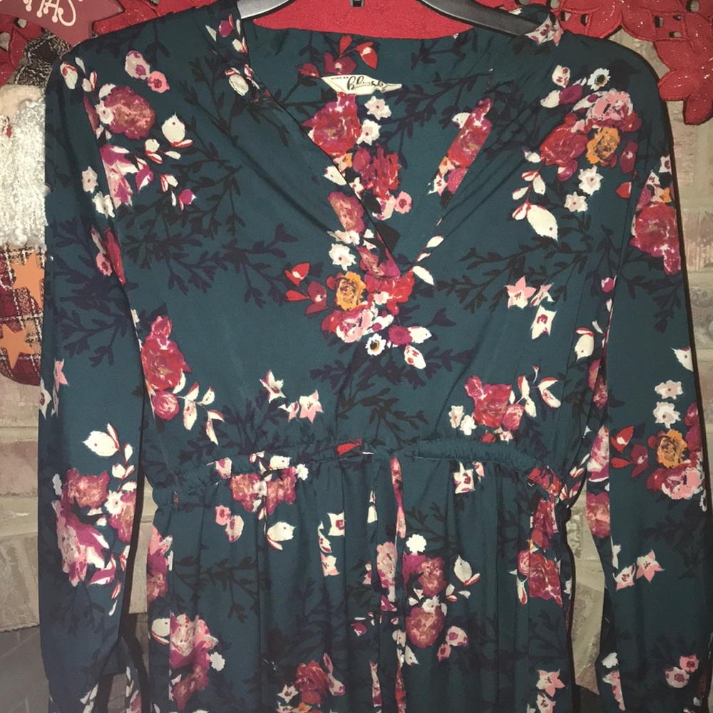 Green floral dress
